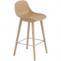 Muuto - Fiber Barhocker mit Rückenlehne Holzgestell Ocker / Eiche