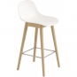 Muuto - Fiber Barhocker mit Rückenlehne Holzgestell Weiß / Eiche