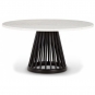 Tom Dixon - Fan Tisch Ø90 cm, Birke schwarz Weiß Marmor