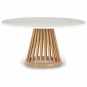 Tom Dixon - Fan Tisch Ø90 cm, Eiche natur Weiß Marmor