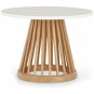 Tom Dixon - Fan Tisch Ø60 cm, Eiche natur Weiß Marmor