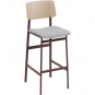 Muuto - Loft Barhocker gepolstert 75 cm, Rot/Eiche
