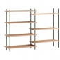 Moebe - Shelving System s.115.2.A Regal, Doppelt Eiche/Kieferngrün