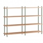 Moebe - Shelving System s.115.2.B Regal, Doppelt Eiche/Kieferngrün