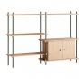 Moebe - Shelving System s.115.2.C Regal, Doppelt Eiche/Kieferngrün