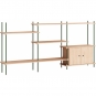 Moebe - Shelving System s.115.3.B Regal, Dreifach Eiche/Kieferngrün
