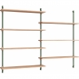 Moebe - Wall Shelving ws.115.2 Wandregal, Doppelt Eiche/Kieferngrün