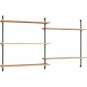 Moebe - Wall Shelving ws.85.2 Wandregal, Doppelt Eiche/Kieferngrün