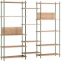 Moebe - Shelving System s.200.3.E Regal, Dreifach Eiche/Kieferngrün