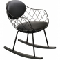 Magis - Pina Rocking Chair Schaukelstuhl Kleines Rückenkissen Schwarz/Schwarz Leder