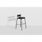 Petite Friture - Fromme Wood Barhocker H75 gepolstert Schwarz / Leder Uruguay