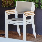 Jan Kurtz - Lux Alu Stapelsessel Weiß/Taupe