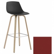 La Palma - Miunn Barhocker 75 cm mit Holzbeinen Eiche Leder Rot