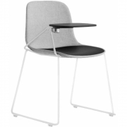 La Palma - Seela Kufenstuhl weiß lackiertt mit schwarzer Schreibfläche 