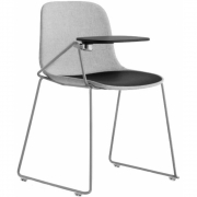 La Palma - Seela Kufenstuhl matt verchromt mit schwarzer Schreibfläche 