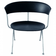 Magis - Officina Niedriger Sessel Leder Schwarz | Verzinkt