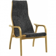 Swedese - Lamino Sessel Eiche | Schafsfell Dunkelgrau (Charcoal)