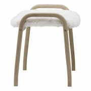 Swedese - Lamino Hocker Buche gebeizt | Schafsfell Weiß