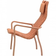 Swedese - Primo Sessel Hoch | Leder Natur | Eiche Natur