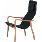 Swedese - Primo Sessel Hoch | Leder Schwarz | Eiche geölt