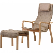 Swedese - Primo Sessel Hoch | Gewebe Natur | Eiche geölt