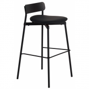 Petite Friture - Fromme Wood Barhocker H75 gepolstert Schwarz / Leder Uruguay