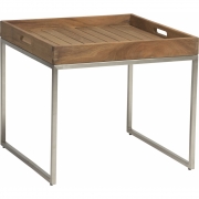 Stern - Tabletttisch Edelstahl mit Teak-Tablett 