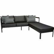 Stern - Viggo Set Lounge Sofa/Hocker Schwarz matt / Textilen grau / Kissen seidenschwarz