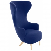 Tom Dixon - Wingback Stuhl Blau Hallingdal 773 (Beine: Eiche)