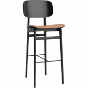 Norr11 - NY11 Barstuhl mit Sitzpolsterung und Rückenlehne Schwarz | Camel 21004 (Dunes)