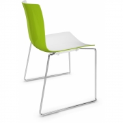 Arper - Catifa 46 0278 Kufenstuhl zweifarbig Weiß-Grün | Verchromt
