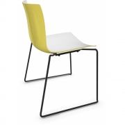 Arper - Catifa 46 0278 Kufenstuhl zweifarbig Weiß-Gelb | Schwarz