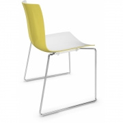 Arper - Catifa 46 0278 Kufenstuhl zweifarbig Weiß-Gelb | Verchromt