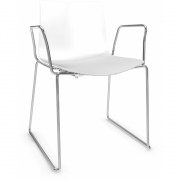 Arper - Catifa 46 0278 Kufenstuhl mit Armlehnen einfarbig Weiß | Verchromt