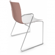 Arper - Catifa 46 0287 Armlehnen-Kufenstuhl zweifarbig Weiß-Rosé