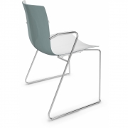 Arper - Catifa 46 0287 Armlehnen-Kufenstuhl zweifarbig Weiß-Petrol