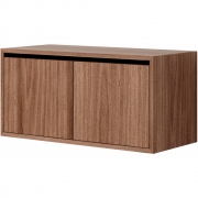 New Works - Cabinet Schrank niedrig mit Türen Walnuss