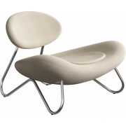 Woud - Meadow Lounge Stuhl Stahlrahmen verchromt Creme (Sisu 0105)