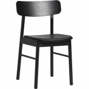 Woud - Soma Dining Stuhl gepolstert Esche schwarz / Leder schwarz