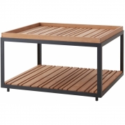 Cane-line - Level Couchtisch groß Lava Grau / Teakholz