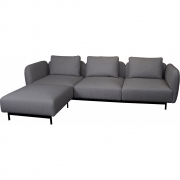 Cane-line - Aura Sofa 3-Sitzer mit hohen Armlehnen & Chaise Longue links Dunkelgrau (Ambience)