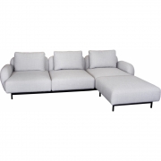 Cane-line - Aura Sofa 3-Sitzer mit niedrigen Armlehnen & Chaise Longue links Hellgrau (Ambience)