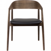 Andersen Furniture - AC2 Stuhl mit Armlehne Ledersitz schwarz / Eiche geräuchert geölt
