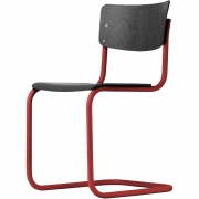 Thonet - S 43 Freischwinger TP 29 Schwarz Beize (Gestell: Tomatenrot TS 3013)