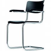 Thonet - S 43 F Freischwinger TP 29 Schwarz Beize (Gestell: Chrom)