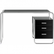 Thonet - S 285/2 Schreibtisch RAL 9005 Tiefschwarz Decklack - Korpus rechts (Gestell: Chrom)