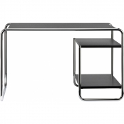 Thonet - S 285/2 Schreibtisch RAL 9005 Tiefschwarz Decklack - 2 Böden rechts (Gestell: Chrom)