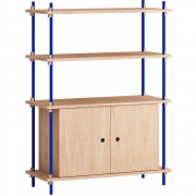 Moebe - Shelving System s.115.1.B Regal, Einfach Eiche/Tiefblau