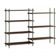 Moebe - Shelving System s.115.2.A Regal, Doppelt Eiche geräuchert/Kieferngrün