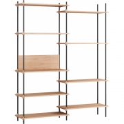 Moebe - Shelving System s.200.2.A Regal, Doppelt Eiche/Schwarz